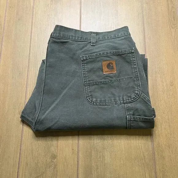 Vintage Carhartt B11 MOS Carpenter Work Pants 44x30 Moss Green Canvas Y2K - Picture 1 of 11